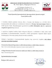 Sportorvosi Vizsgálat info 2020. március